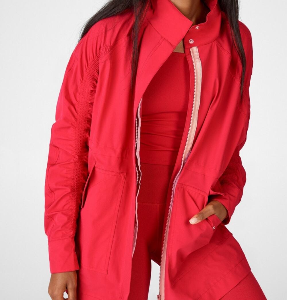 Fabletics Red Drawstring Waist Utility Windbreaker Jacket Women’s Medium